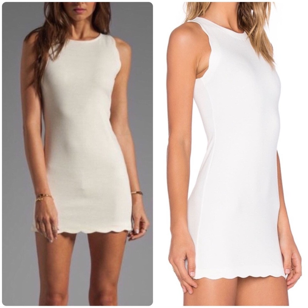 For Love & Lemons Rosarito Scalloped Hem Mini Dress Womens XS White